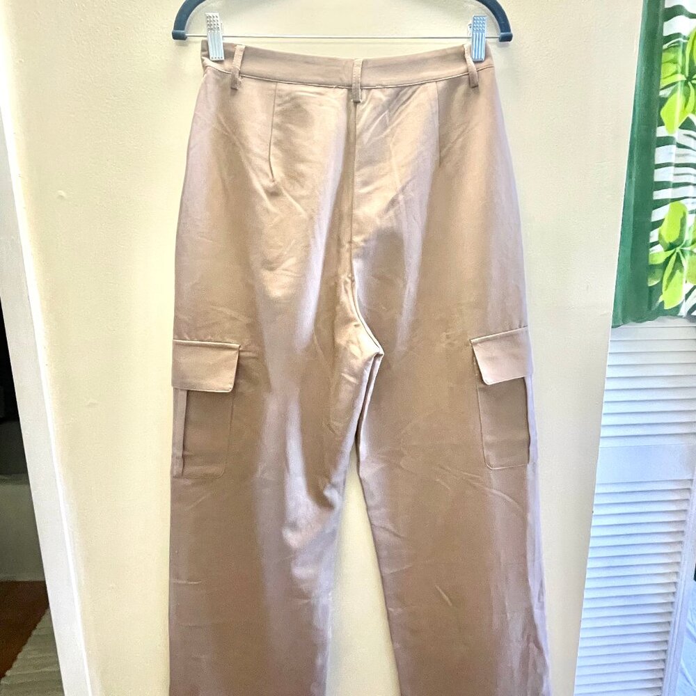 Lulus Stepped-up Style Taupe Wide-leg Utility Pants - Size S - Picture 4 of 4